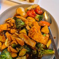 Stir fried vegetables with extra tofu at Thai Douglas in Port Douglas