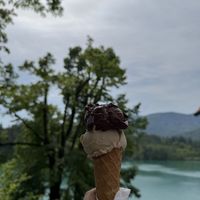 Walnut and chocolate ice cream   at Potičnica in Bled