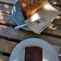 Vegan Almond croissant cake & Caramel chocolate cake (gluten-free as well) at Púca in Dingle