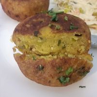 Inside the potato cutlets at Avocado Vegan Bistro in Gdansk