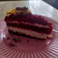 Red Velvet cake at Avocado Vegan Bistro in Gdansk
