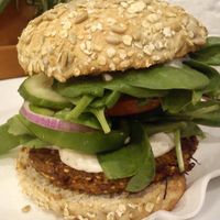 millet burger at Avocado Vegan Bistro in Gdansk