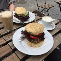 Burgers and coffee at Avocado Vegan Bistro in Gdansk