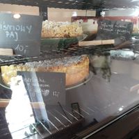 Vegan cherry pie and apple cake at Avocado Vegan Bistro in Gdansk