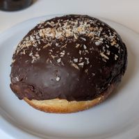 Huge donut, a bit like a Boston cream bun at DAMKA • cafè & bakery in Krakow