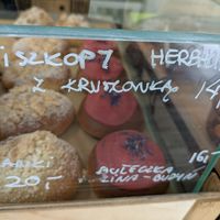 Raspberry buns at DAMKA • cafè & bakery in Krakow