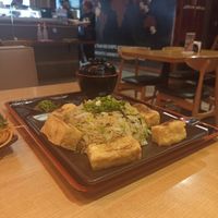 Vegetarian Tofu Chahan (ask it with no egg): japanese style rice with vegetables, green onions, fried tofu, seaweed & miso soup at Ajisen Ramen - El Dorado in Panama City