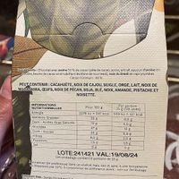 Vegan chocolate made with oat milk powder, cajá (Brazilian fruit) and Brazil nuts ingredients at Dengo in Paris