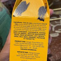 Dark chocolate covered cashew nuts (vegan) ingredients list at Dengo in Paris