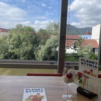 Views to the Mur riverr  at Cafe Styria in Leoben