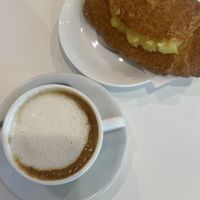 Soy cappuccino and vegan custard pastry  at Ceccolinibio in Ravenna