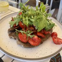 vegan bruschetta   at Sandbar in Crete