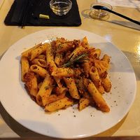 Pasta Arrabiata with penne made from corn at Natural Food Dining LOHAS in Sapporo