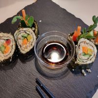 The nut sushi is more of an appetizer size (8 pieces, we already had two) at Natural Food Dining LOHAS in Sapporo