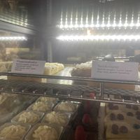 Passionfruit cake and salted caramel pie  at Hjulets Cafe in Goetene