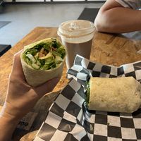 Egg and Tempeh-bacon wrap  at Friendly Foodees in Alpena