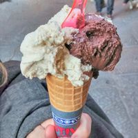 Vegan ice cream (cappuccino and chocolate) at Festival del Gelato in Florence