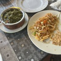 Pad thai and aloo saag  at Papaya Restaurant in Ao Nang