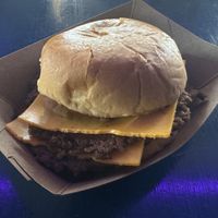 The vegan burger with two smashed patties and a vegan sauce - delicious!  at Kelly's Coastal Cabana in Mandeville