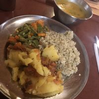 Quinoa, potato and carrots/beans with soup   at O Oriente no Porto in Porto