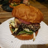 Sesame tofu burger at O Gambuzino Burger Clube in Lisbon