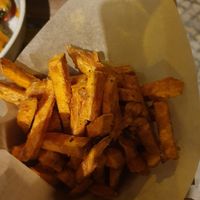 Tempura sweet potato fries at O Gambuzino Burger Clube in Lisbon