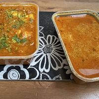 Vegan Chicken Bhuna (left) & Vegan Chicken Korma (right)   at Soho Cottage in Oldbury