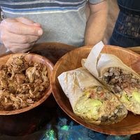 Ultimate burrito with Avocado and side of Jack fruit   at The Veli  in Pahoa