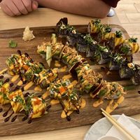 Sushi rolls - mango, crab, dragon roll and unagi aubergine. Our favourite was the unagi aubergine, absolutely amazing!!   at Ima in London