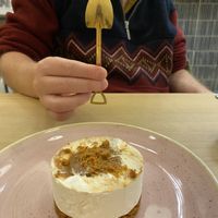 Vegan caramelised biscuit cheesecake 😍 one of the best desserts we’ve hard, the texture was sooo good   at Ima in London