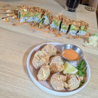 Chicken karaage and dragon roll at Ima in London