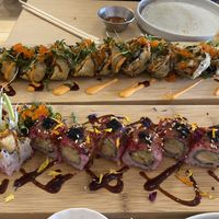 Cod sushi and crab tempura   at Ima in London