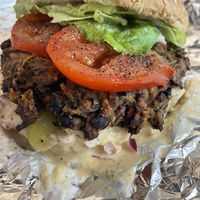 This bean burger is delightful.   at Tastoria Kitchen - Food Stand in Oshawa