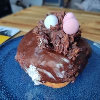 Chocolate cream doughnut at Teatime Collective in Manchester