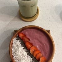 Iced Matcha & Pink Smoothie Bowl   at iVegan Supershop Nha Trang - Healthy Plant Based Cafe in Nha Trang