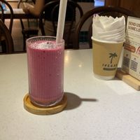 Pink dragon fruit smoothie   at iVegan Supershop Nha Trang - Healthy Plant Based Cafe in Nha Trang