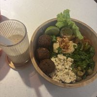 Falafel bowl and frozen coffee   at iVegan Supershop Nha Trang - Healthy Plant Based Cafe in Nha Trang