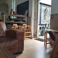 Specials board in background at Old School Cafe in Bury St Edmunds