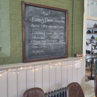 Cakes list (V for vegan) at Old School Cafe in Bury St Edmunds