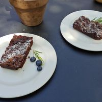 Vegan brownies (they were amazing) :D at Old School Cafe in Bury St Edmunds