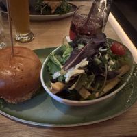 Zeitgeist burger and loaded avocado fries  at Hans im Glück in Berlin