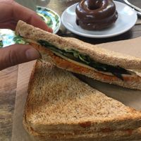 Sandwich de espinacas, sobrasada y queso vegano  at Biovegan Cafeteria Navarro in Valencia