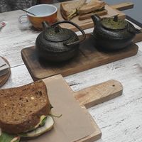 Vegan sandwiches and green tea at Biovegan Cafeteria Navarro in Valencia