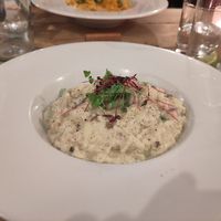 Wild mushroom & asparagus risotto at The Raven Inn in Devizes