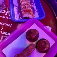 Phallically presented buff balls and the cheeseburger sushi  at BUFFALO TraP BAR in Bangkok