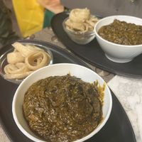 Greens and manioca  at Laakam Ristorante in Milan