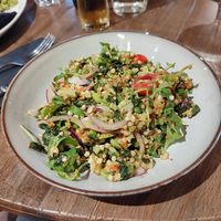 Buckwheat broad bean and chickpea salad at Four Crosses in Menai Bridge