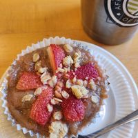 Vegan strawberry rhubarb tart at Brainstorm Baker - Crapola World Headquarters in Ely