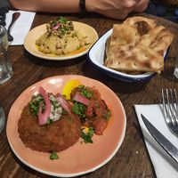 Arancini, foccacia with humus at Eat Love Pizza in Ghent