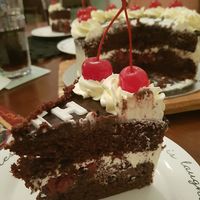 Two layers, filled with a delicious cream and cherry sauce at Socially Vegan Cakes in Cabramatta